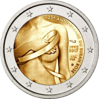 Монета 2 евро 2017 г. Франция. "Борьба против рака молочной железы".